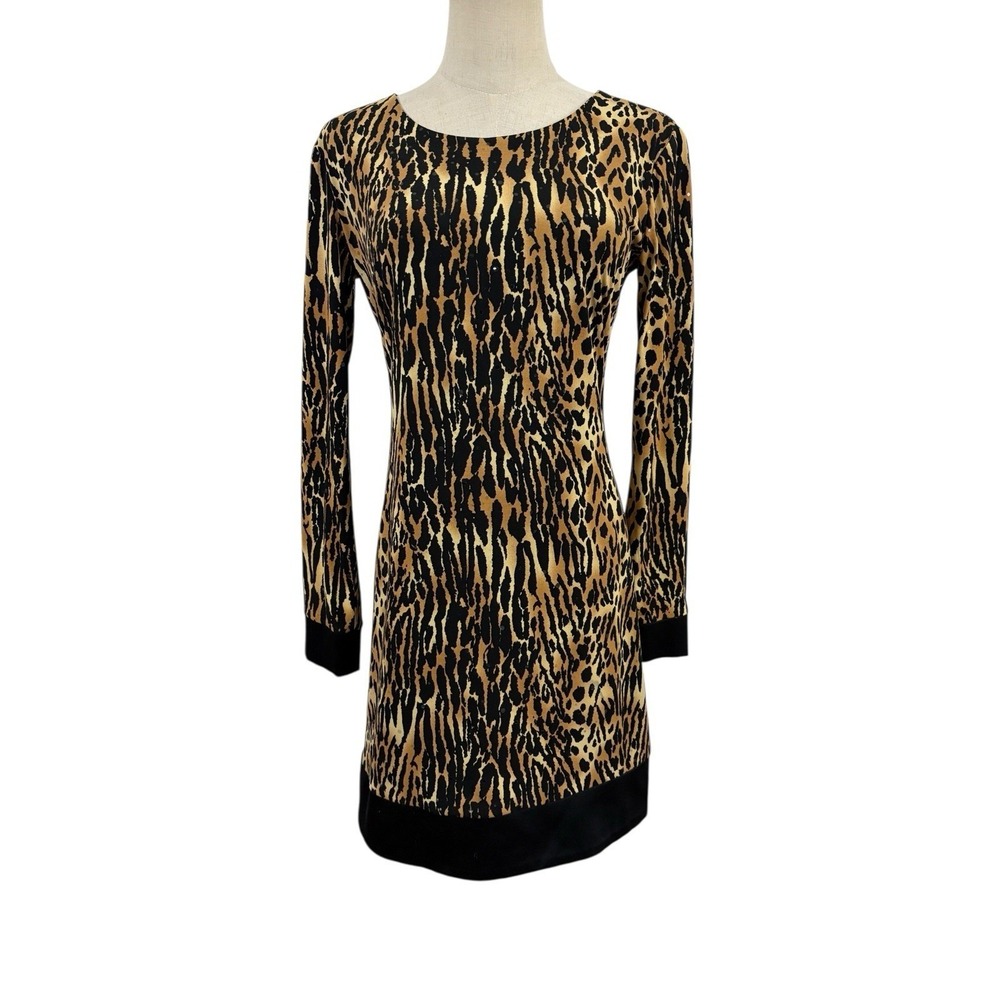 Vtg 90s Y2K Cache Dress Women 6 Sequin Animal Print Mini Sheath Indie sleeze